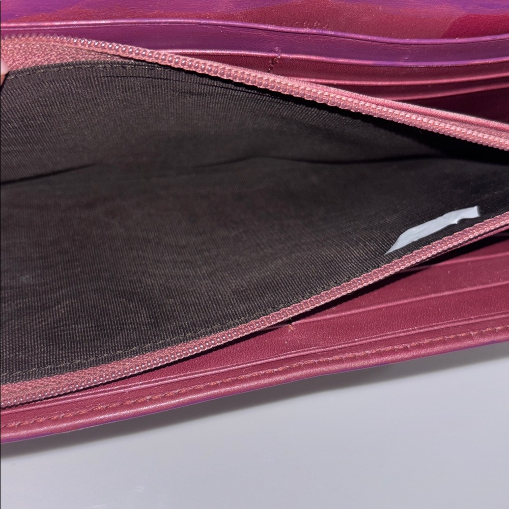 Gucci GG Canvas Wallet purple and tan Trim Heart Charm Continental” - Picture 13 of 13